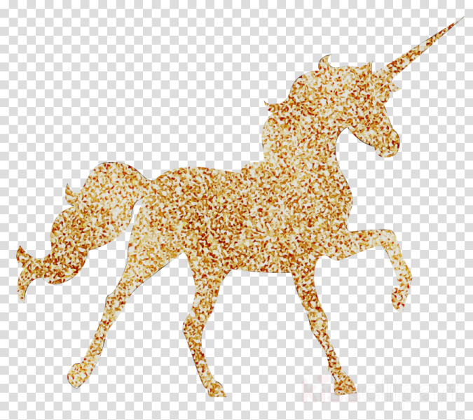 a golden unicorn silhouette on a white background