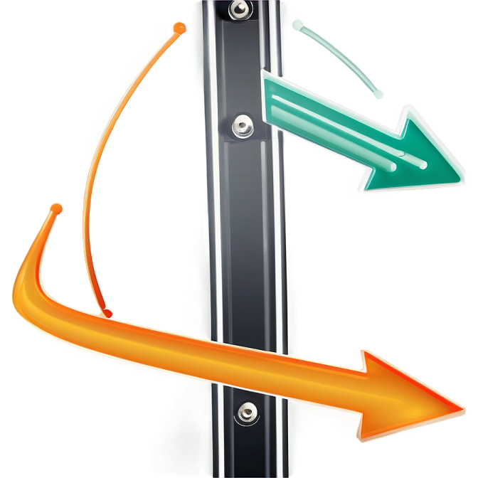 an arrow pointing up to the right and left