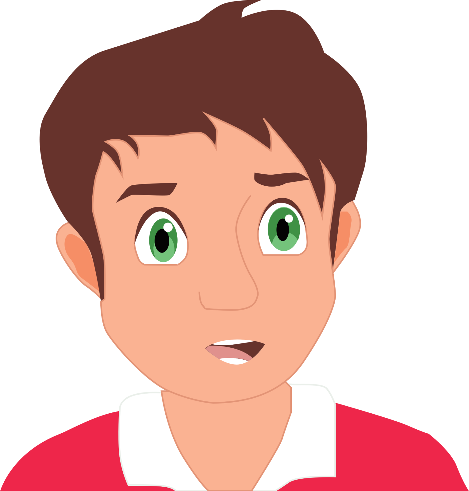a boy with green eyes and brown hair