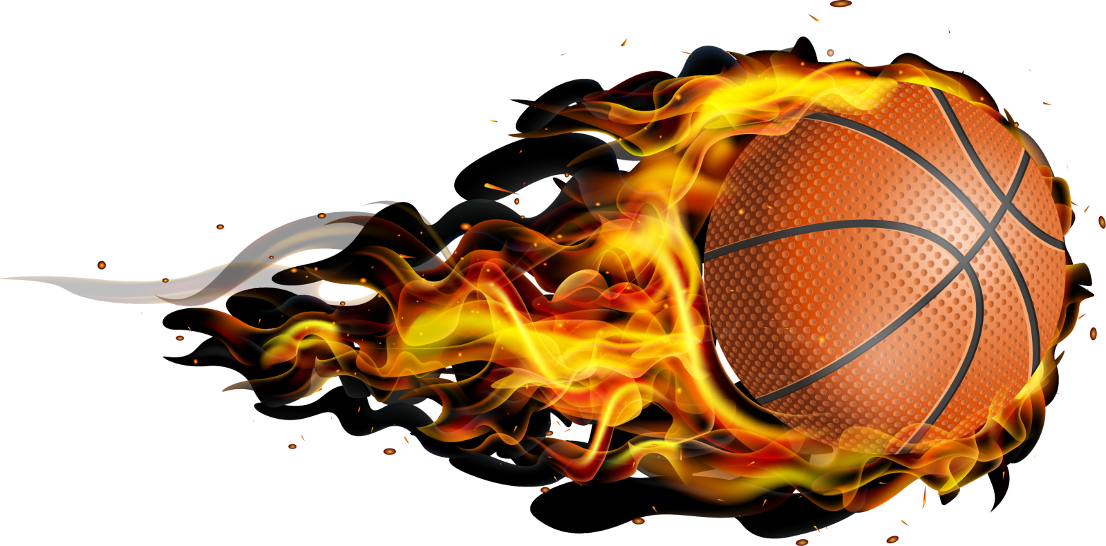 an image of a basketball ball on fire
