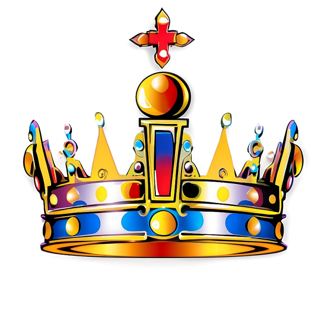 a colorful crown with a cross on top