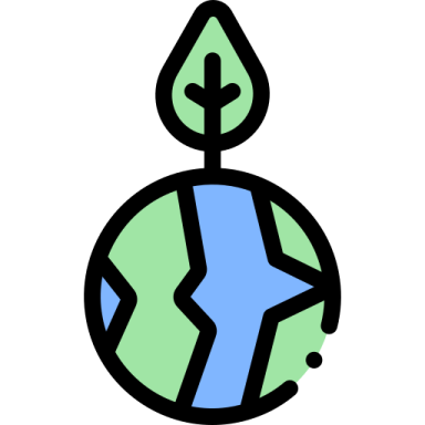 the earth with a green leaf on it