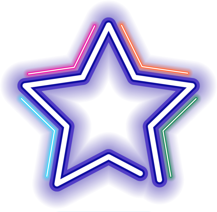 a neon star sign on a white background