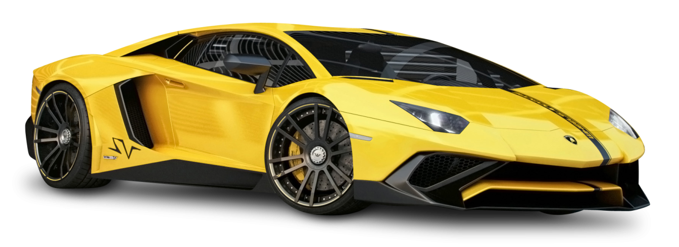 a yellow sports car on white background