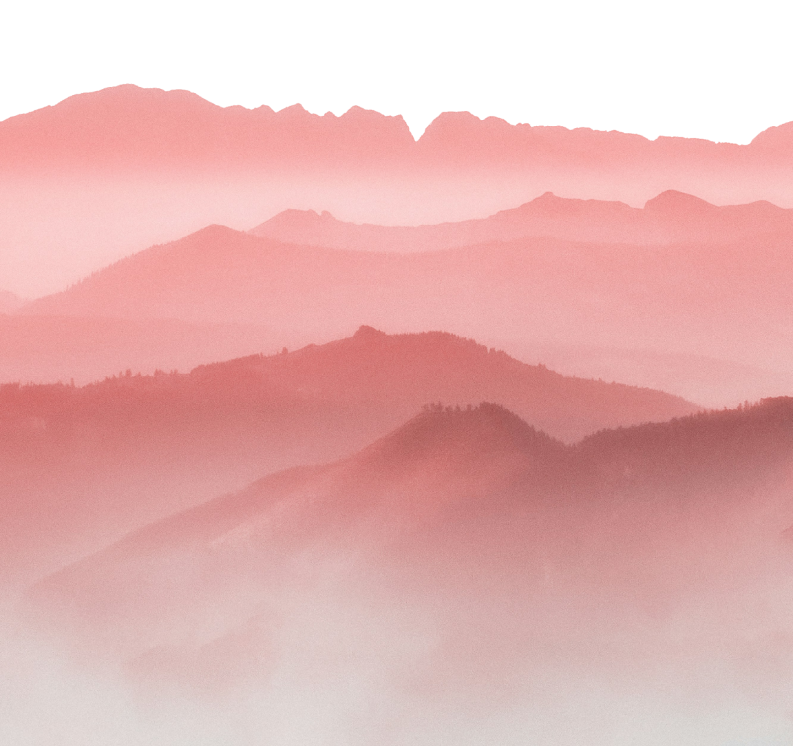 the mountains are covered in fog