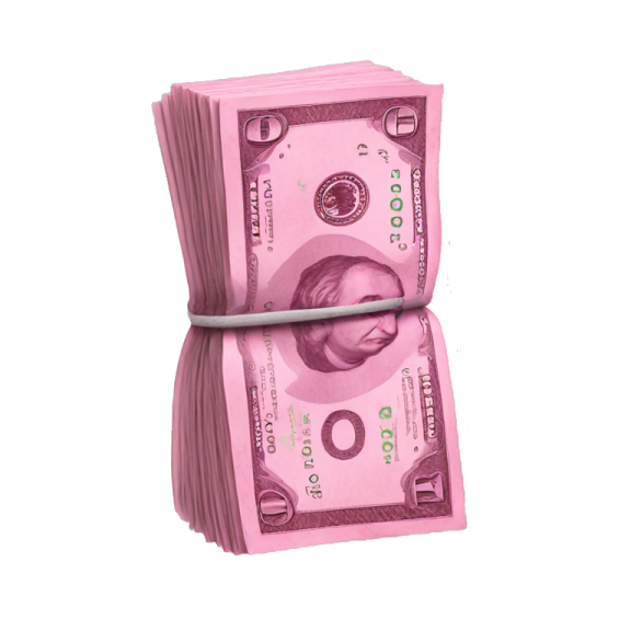 a stack of money on a white background