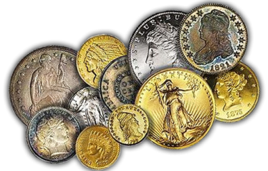 a pile of gold and silver coins