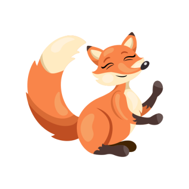 a cartoon fox sitting on the ground