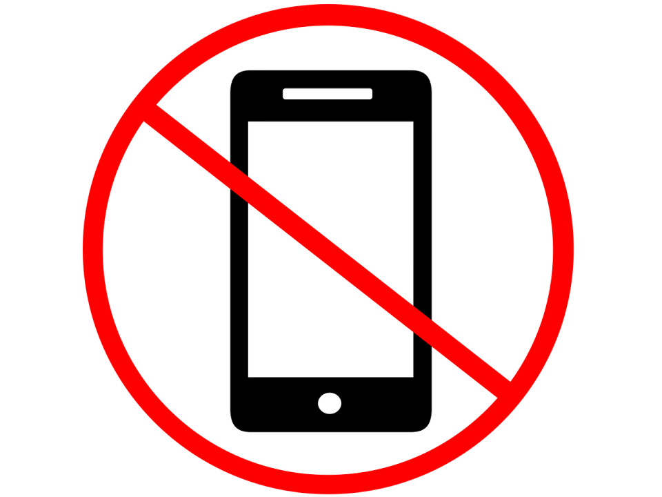a no phone sign on a white background