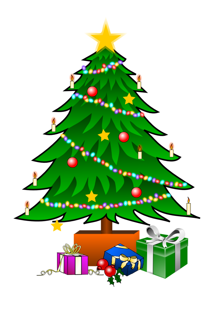 a christmas tree with presents around it