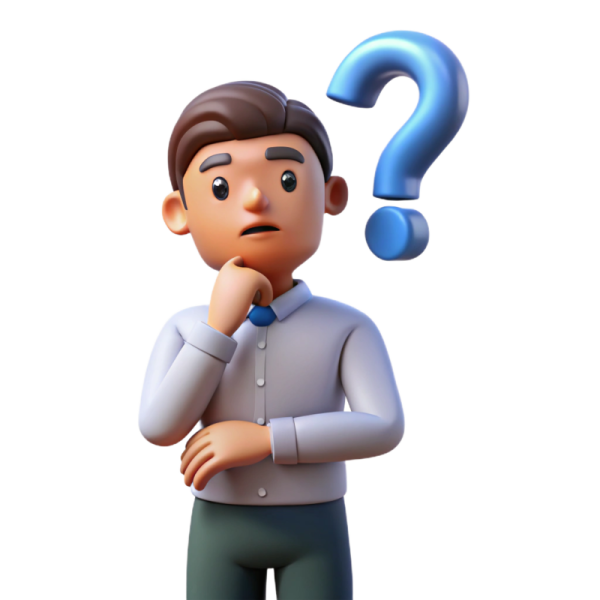 a cartoon character with a question sign above his head
