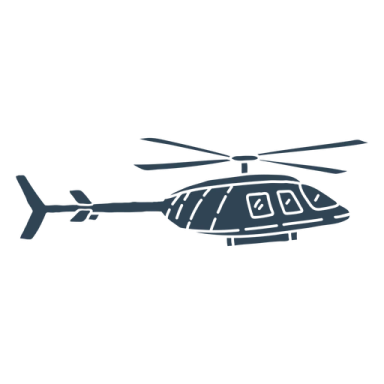 a helicopter icon on a white background