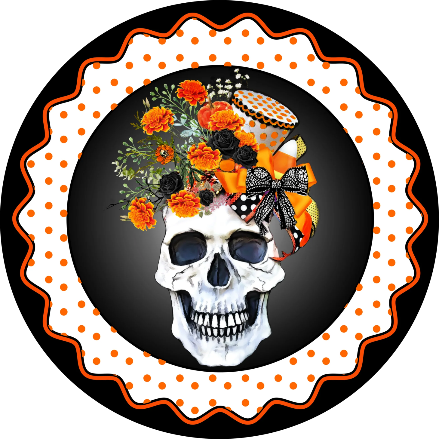 a skull with flowers and butterflies on it