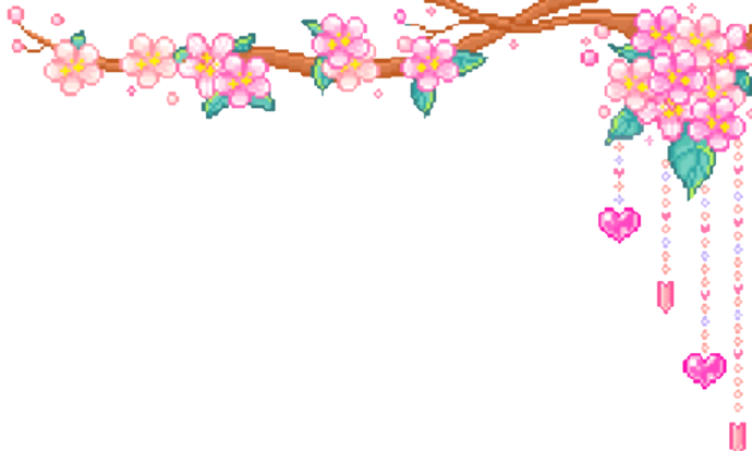 a branch with flowers and hearts on it