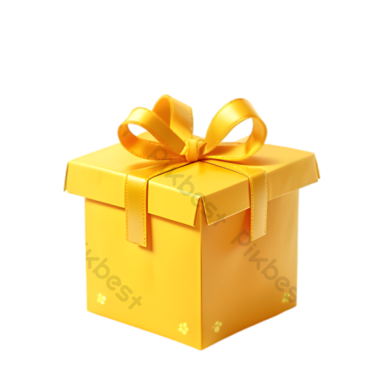 a yellow gift box with a bow