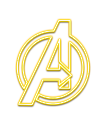 the avengers logo in neon yellow