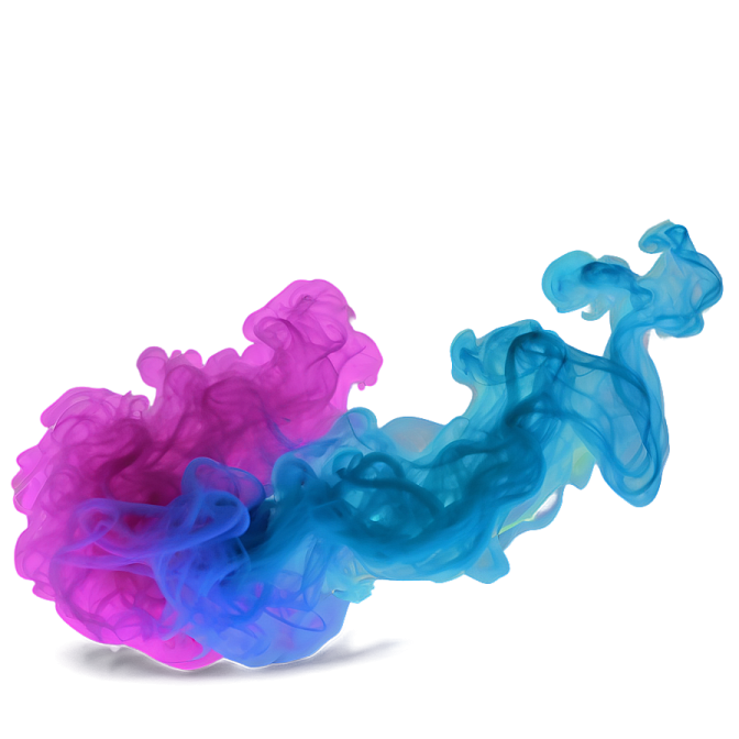 blue and pink smoke on a white background