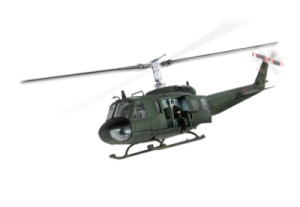 a helicopter is flying in the air