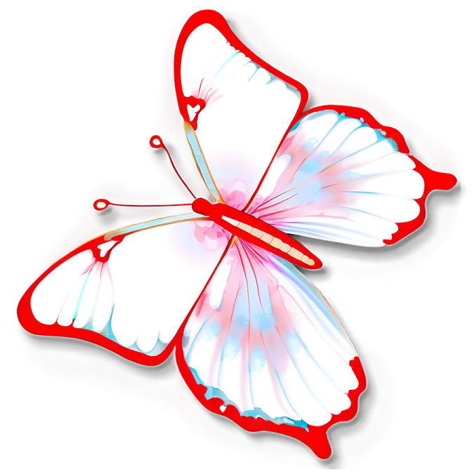 a white butterfly with red and blue wings