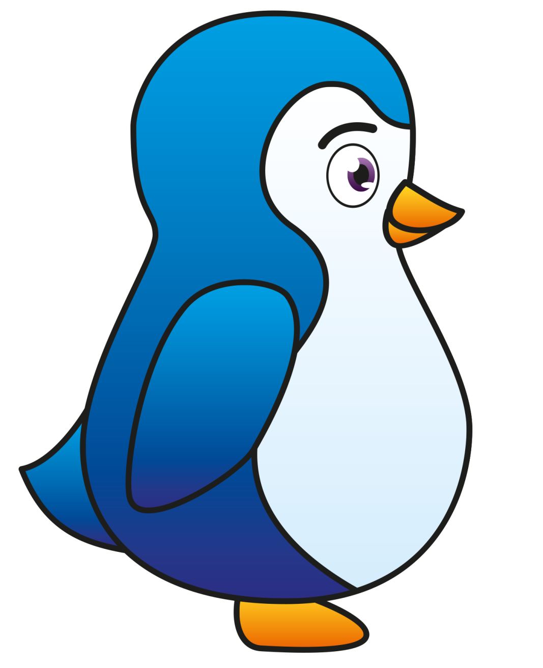 a blue and white penguin with an orange beak