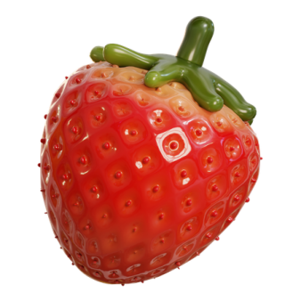 a close up of a strawberry on a white background