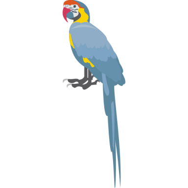 a blue and yellow parrot sitting on a branch