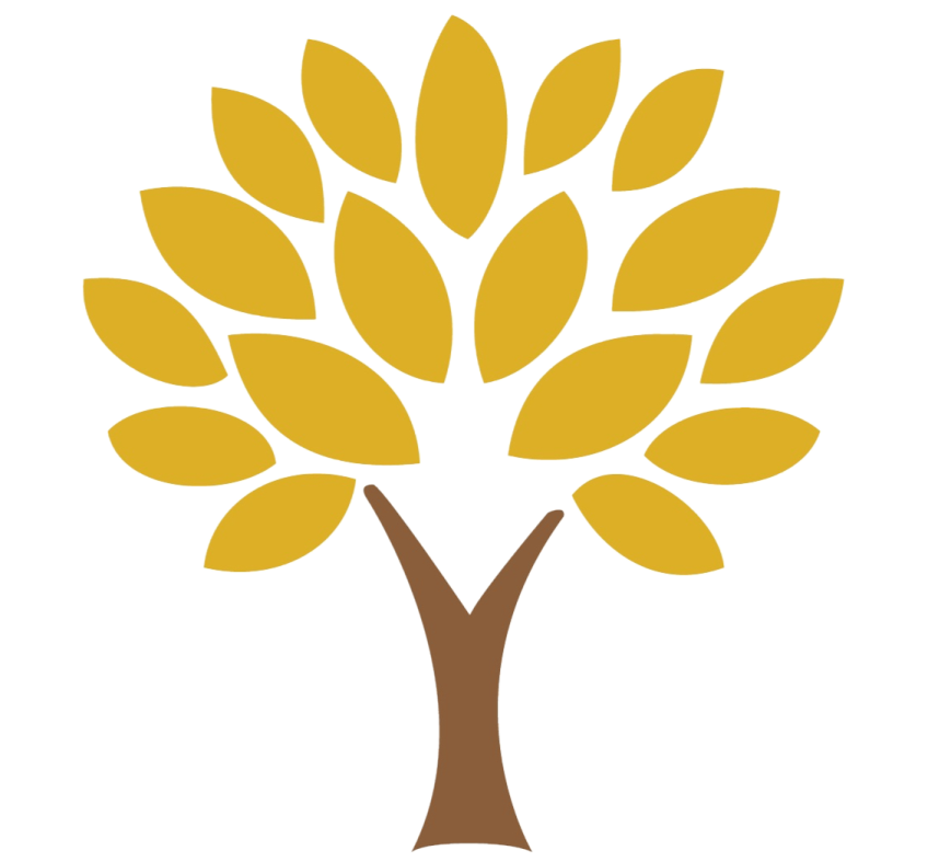 a yellow tree with brown leaves
