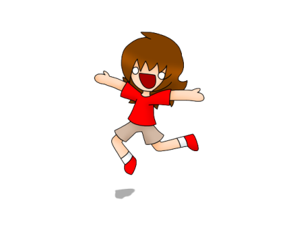 a cartoon girl running with her arms outstretched