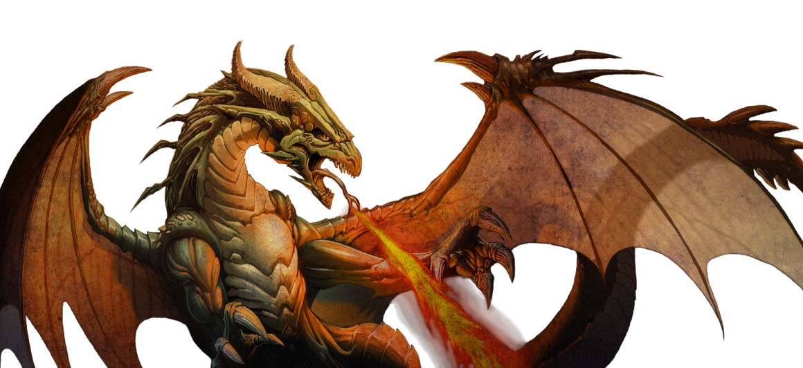 a dragon is fighting with a fire breathing