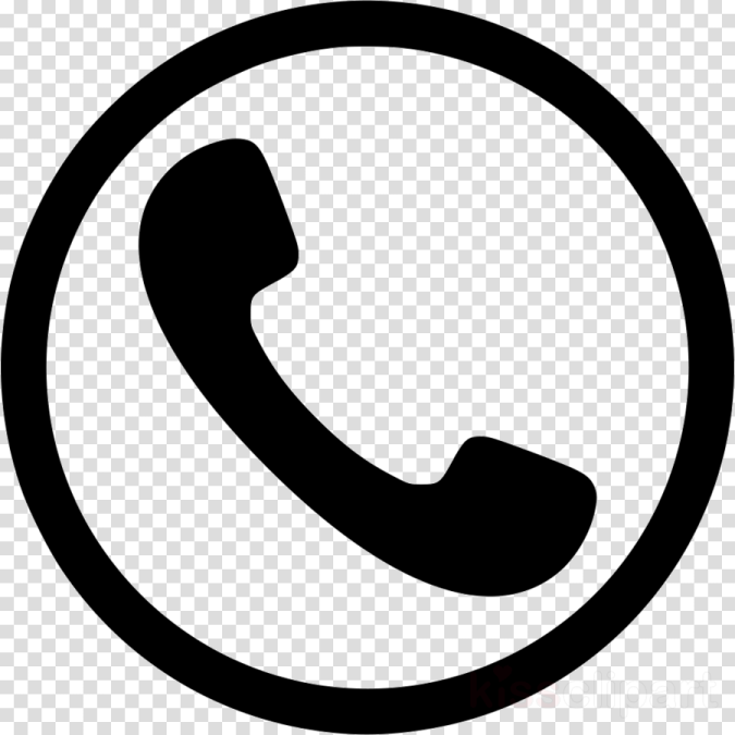a black and white phone icon in a circle