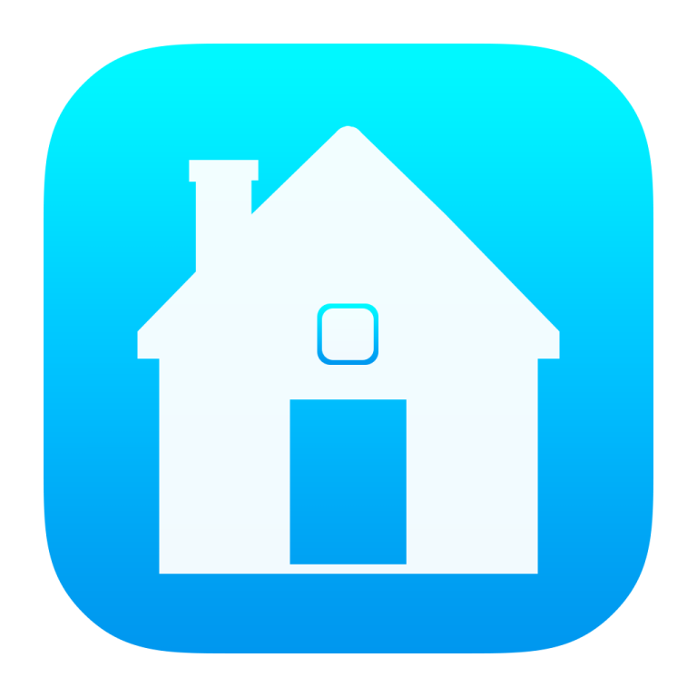 a white house icon on a blue background