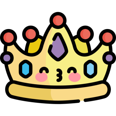 a cartoon crown with many colored dots