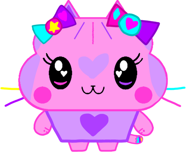 a cute pink cat with hearts and bows