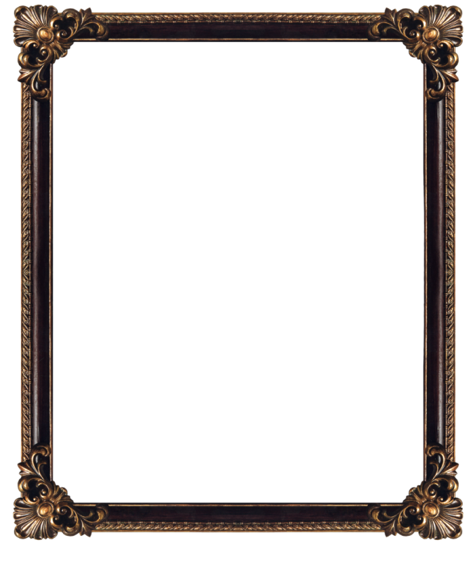 an ornate gold frame with a white background