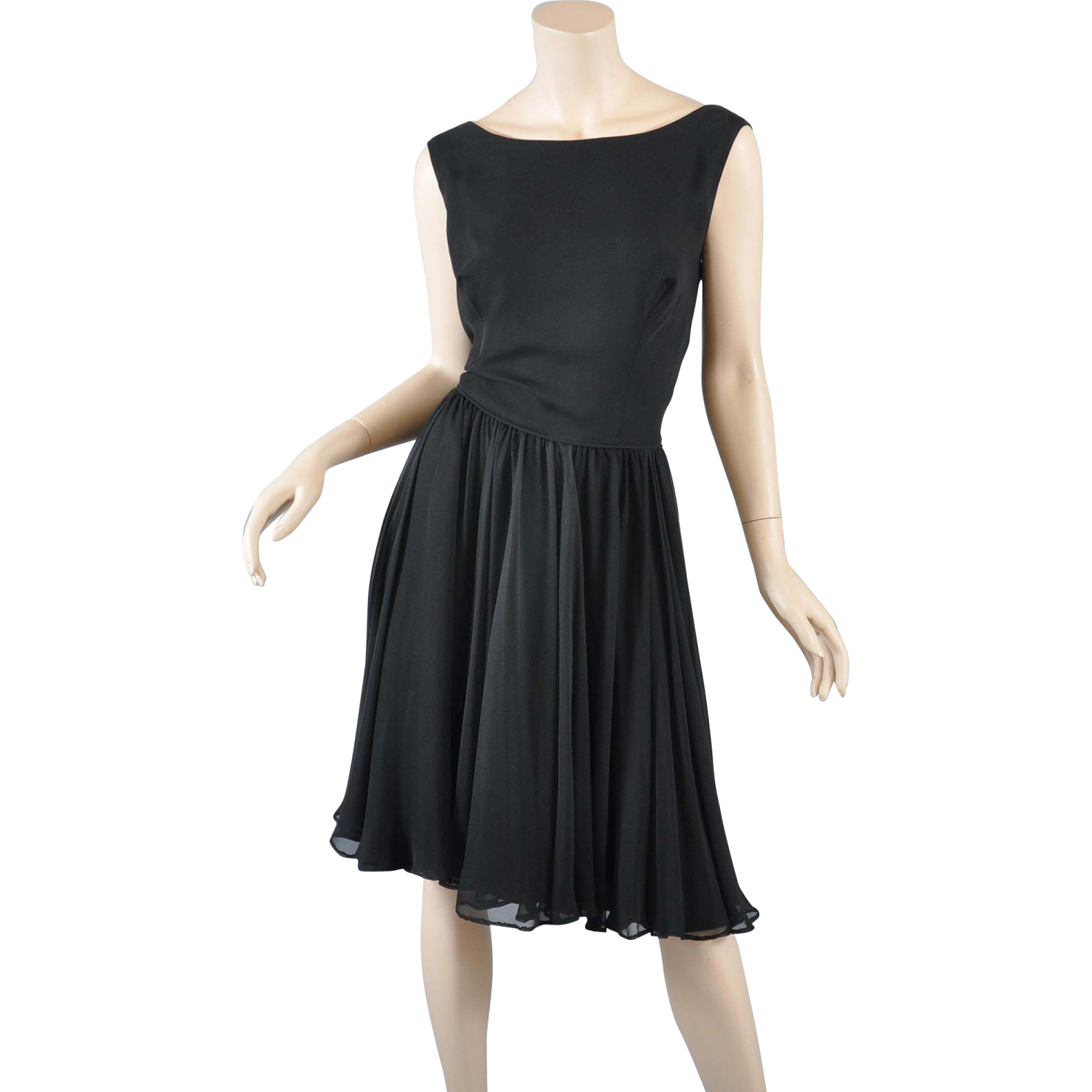 a black dress on a manne