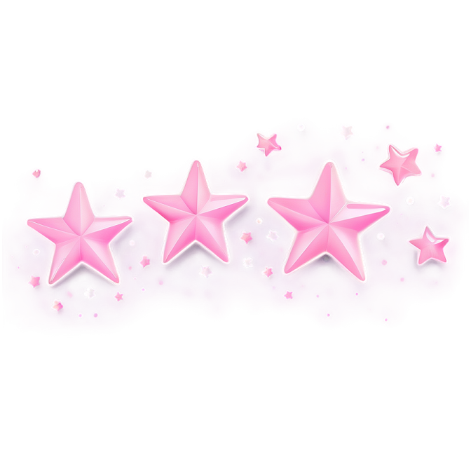 three pink stars on a white background