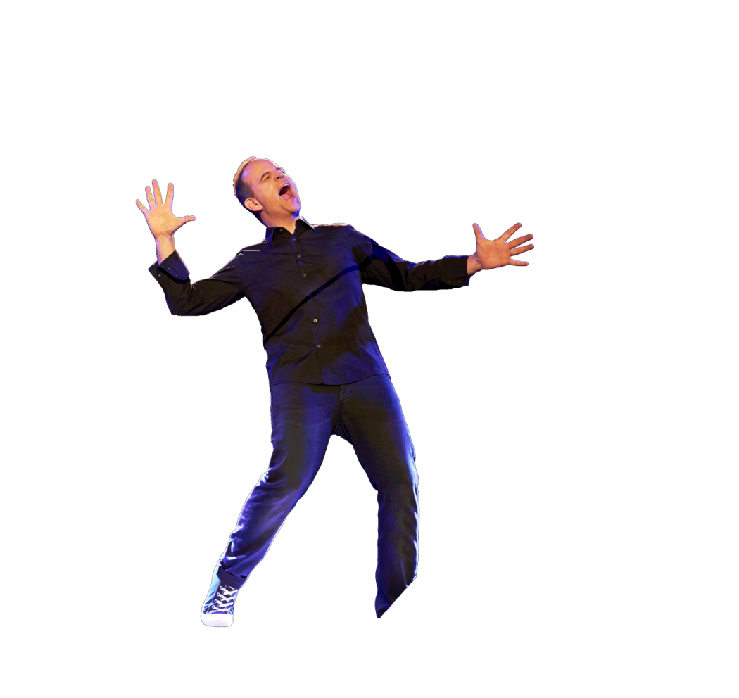a man in a black suit is jumping