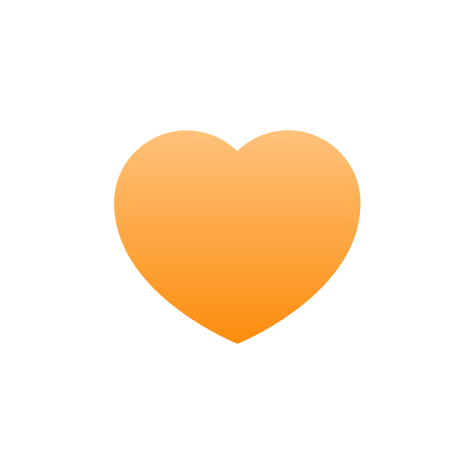 an orange heart icon on a white background
