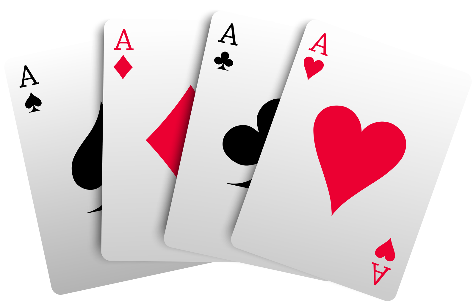four aces playing cards on white background