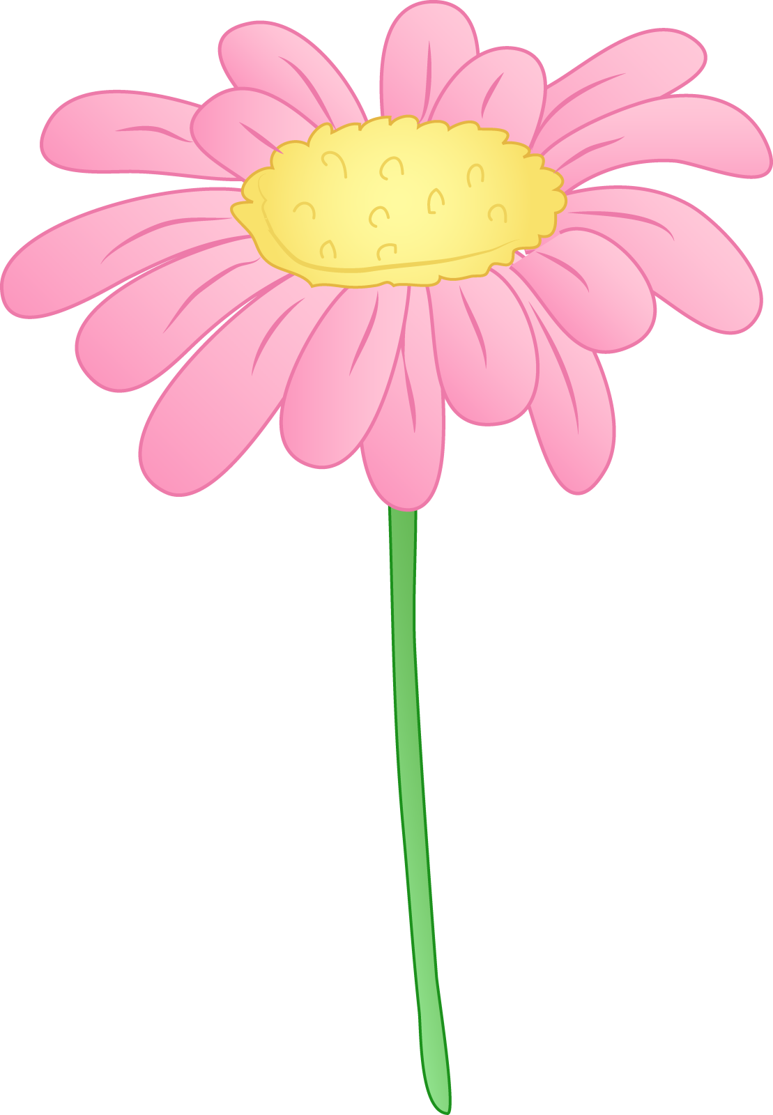 a pink flower with a yellow center