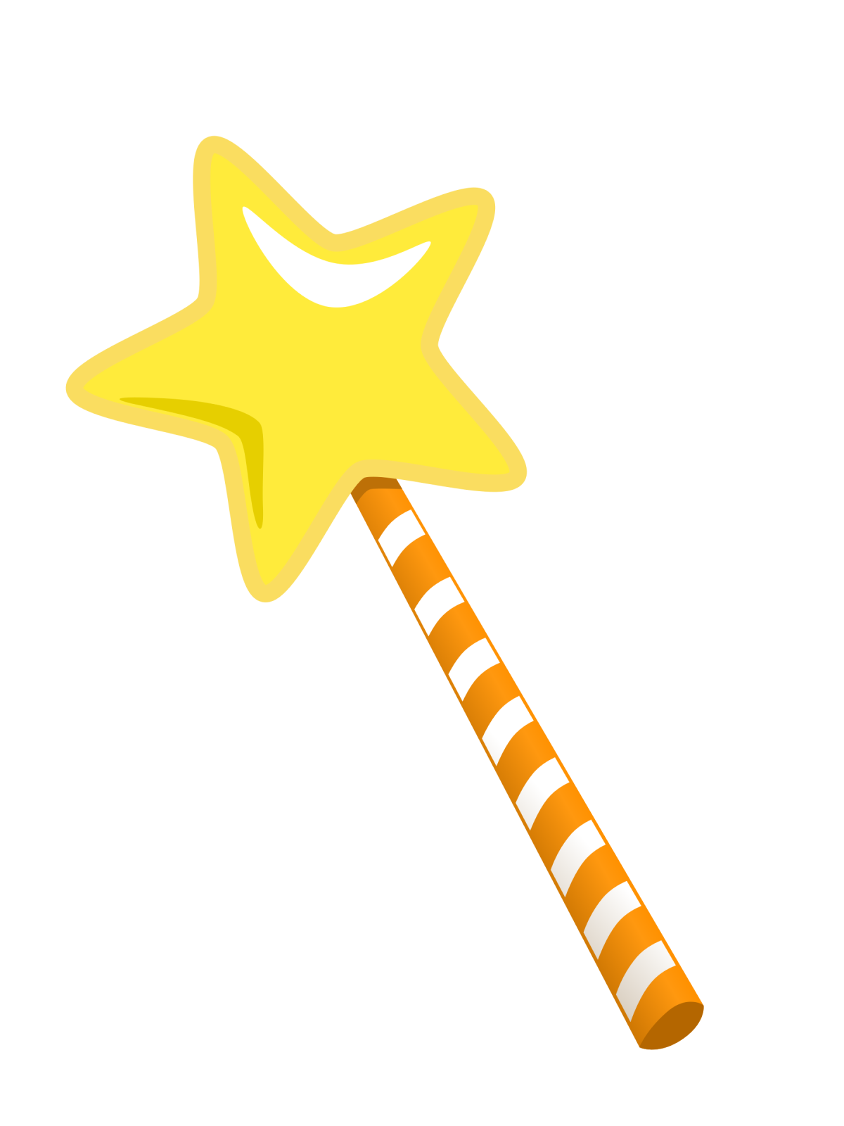 an orange and white candy stick with a star on top