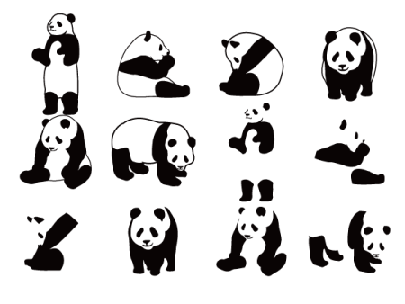 set of pandas silhouettes