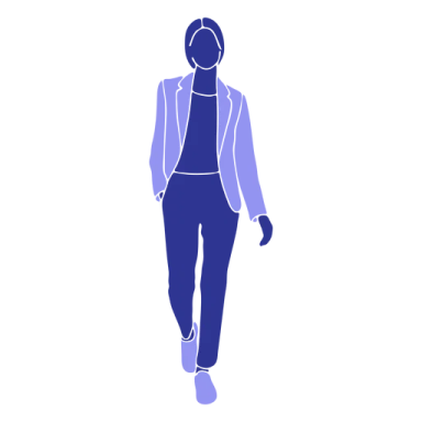 the silhouette of a woman in a suit and shoes