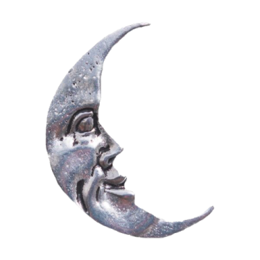 a drawing of a crescent with a face on it