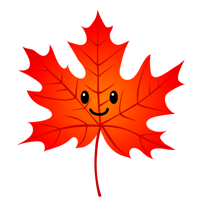 a red maple leaf with a smiley face