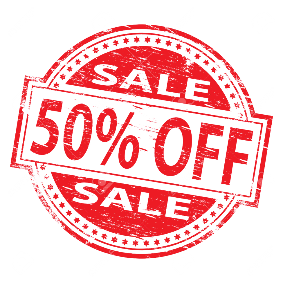 a red stamp with the words sale 100 % off