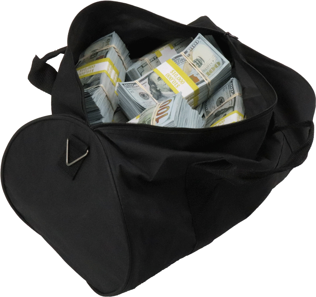 a black bag filled with money