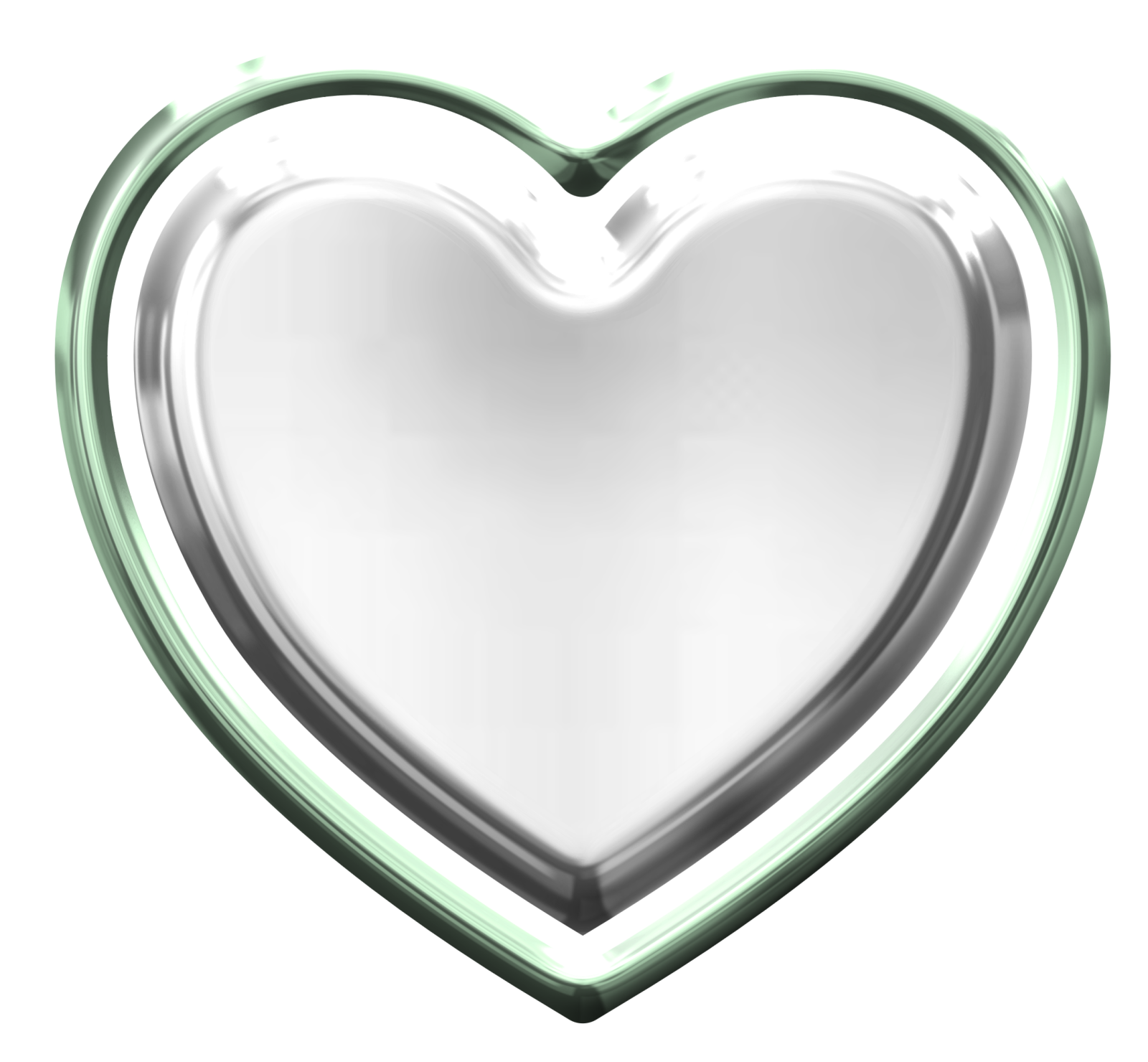 a white heart shaped object with green accents