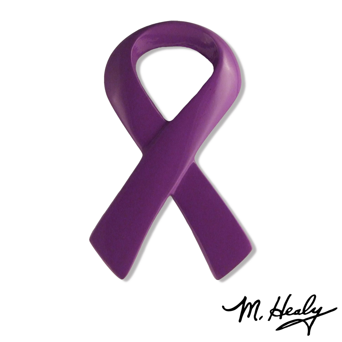 a purple ribbon on a white background