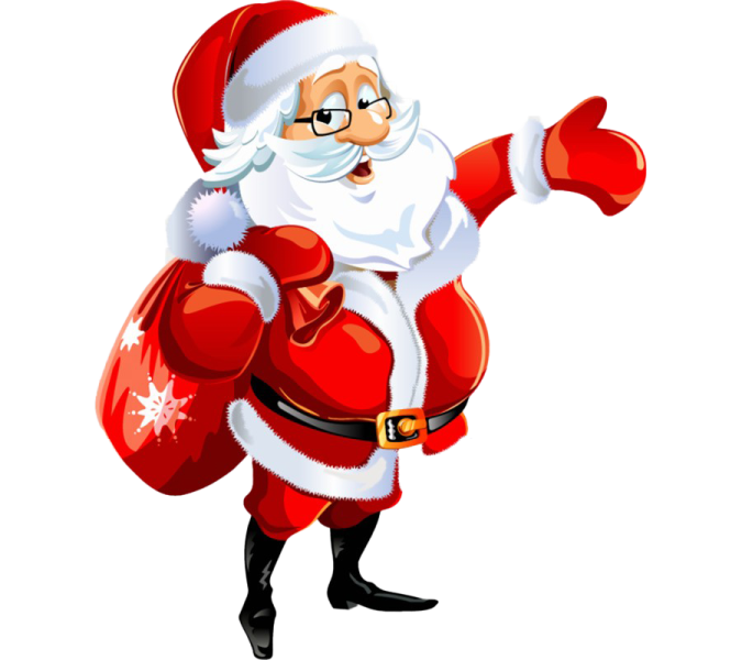 a santa claus holding a bag of presents